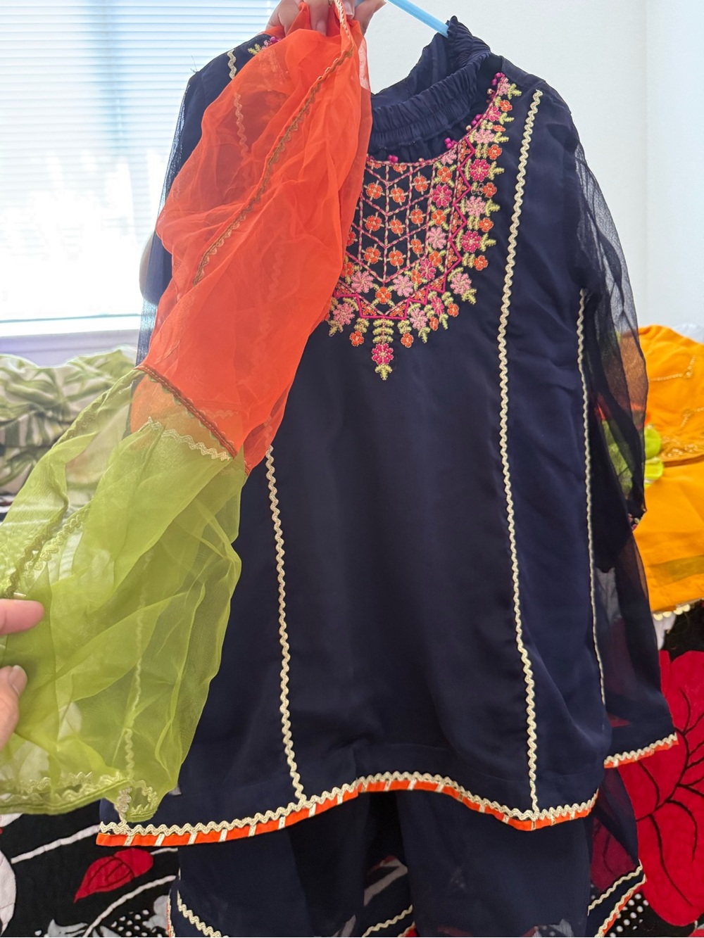 Baby Phat Navy Embroidered Toddler Outfit with Orange & Lime Accents